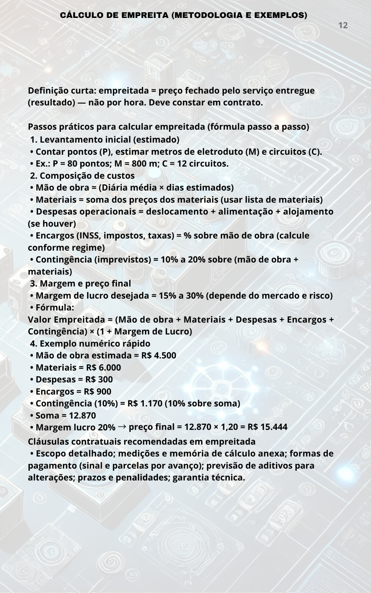 Cálculo de empreita (metodologia e exemplos)